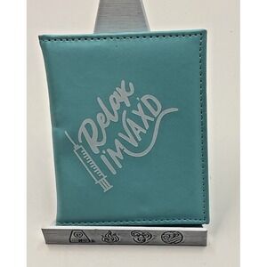 Teal Faux Leather Vaccination Card‎ Holder ID Protector